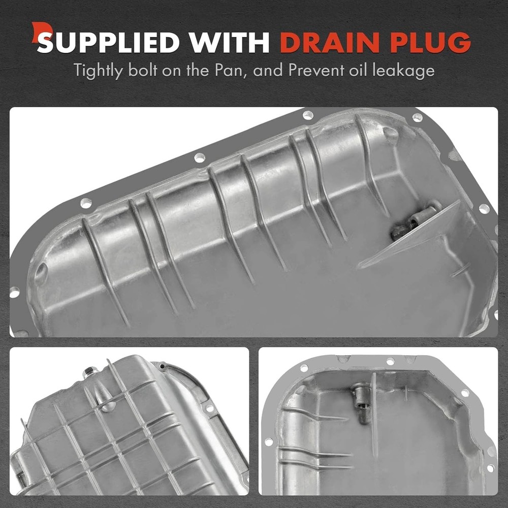 Lower Engine Oil Pan Sump with Drain Plug Compatible with...
