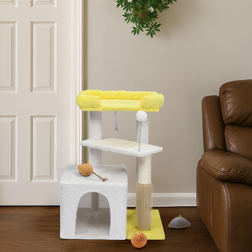 27.5in Cat Tree, Multi-level Cat Tower with Cat Scratching Post and Pad