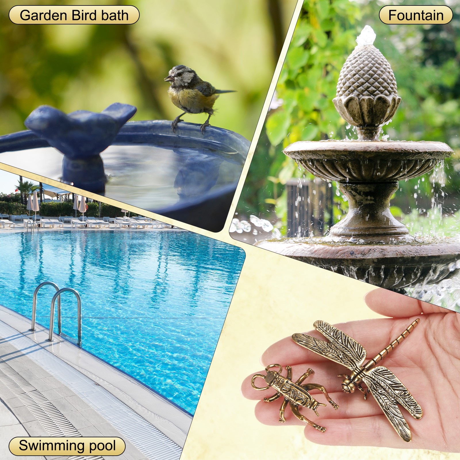 1-Set Bird Bath Copper Disk [Butterfly, Cricket, Dragonfly]