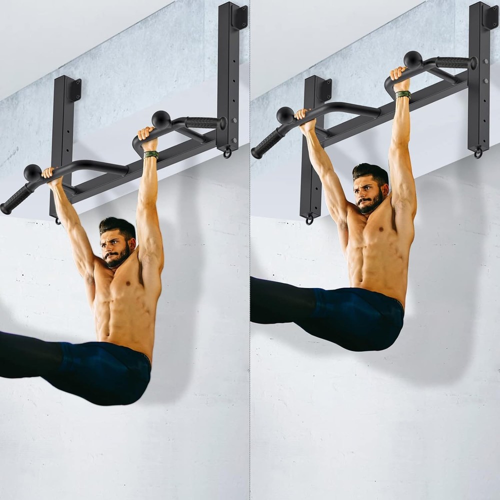 Heavy Duty Joist Mounted Pull Up Bar with Multi-Angle Grip & Accessories