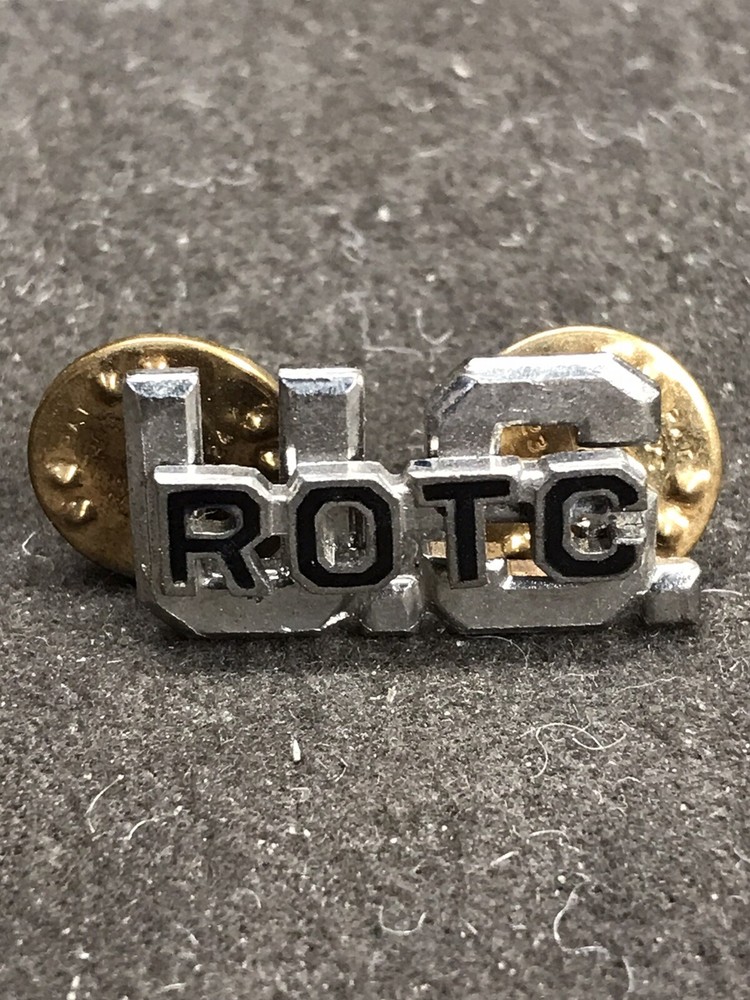Vintage US ROTC Silver Tone Metal Hat Lapel Pin Used