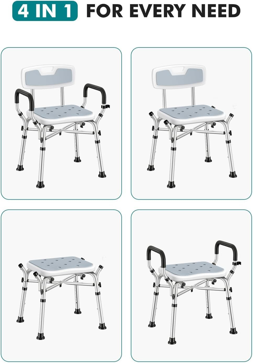 Shower Chair for Elderly and Disabled, 550 lbs Shower Chair for Inside Shower