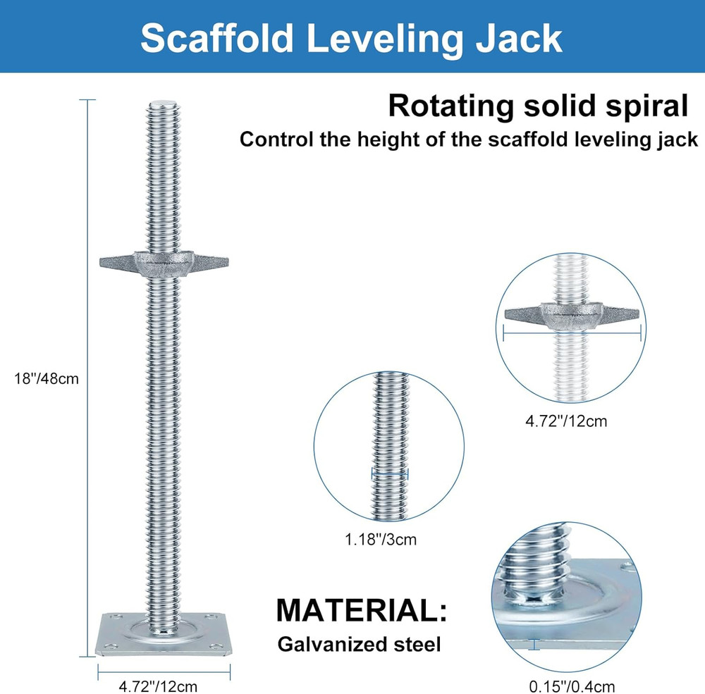18" Scaffold Adjustable Leveling-Jack Parts - Galvanized Solid Threaded Rod Sca