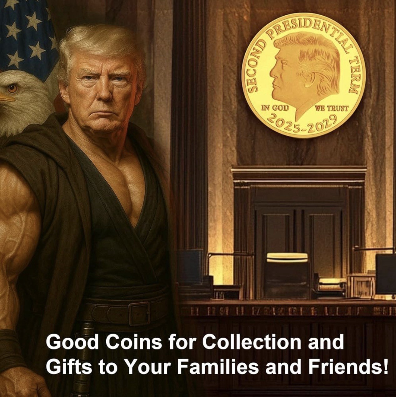 🦅 2025 - 2029 🇺🇸 Donald Trump Challenge Commemorative Coin 🪙 45/47 2nd Term!