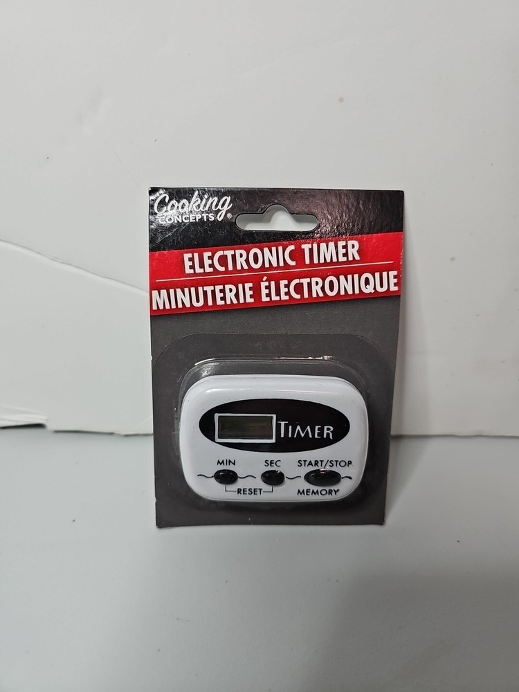 Cooking Concepts Electronic Kitchen Timer ClipMount BLACK NIP **