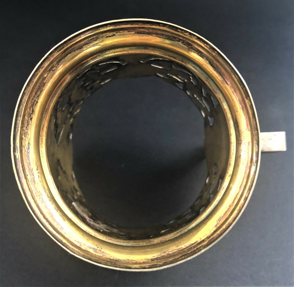 Russian Soviet Niello Gilded 875 Silver Glass Holder