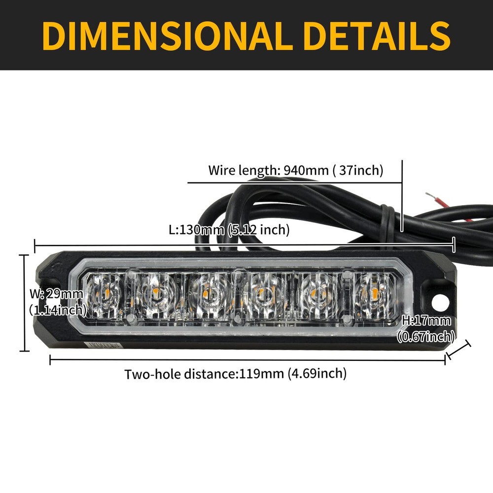 FXC 2pack 6-LED Strobe Light Amber Waterproof Emergency Beacon Flash