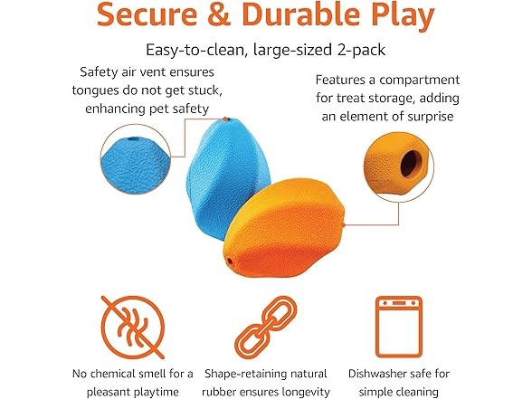 Amazon Basics Interactive Rubber Treat Dispensing Chew Toy Large