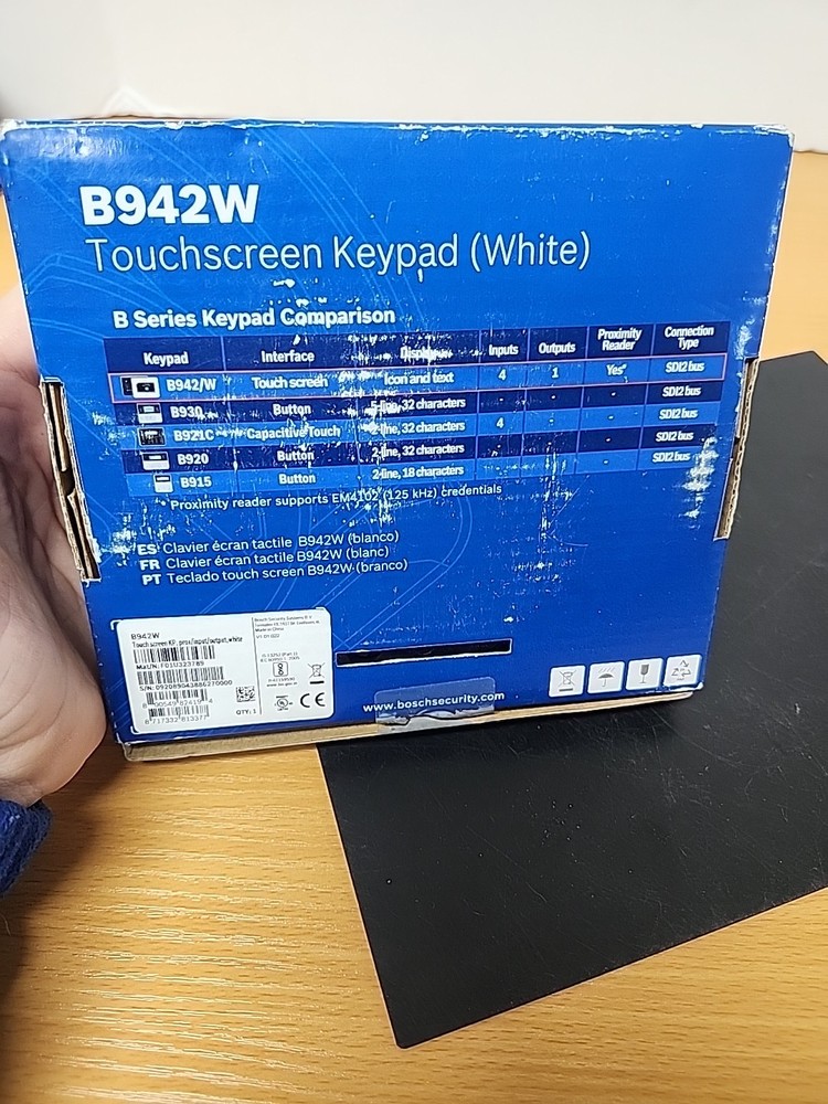 Bosch B942W Touchscreen Intrusion LCD Keypad, White