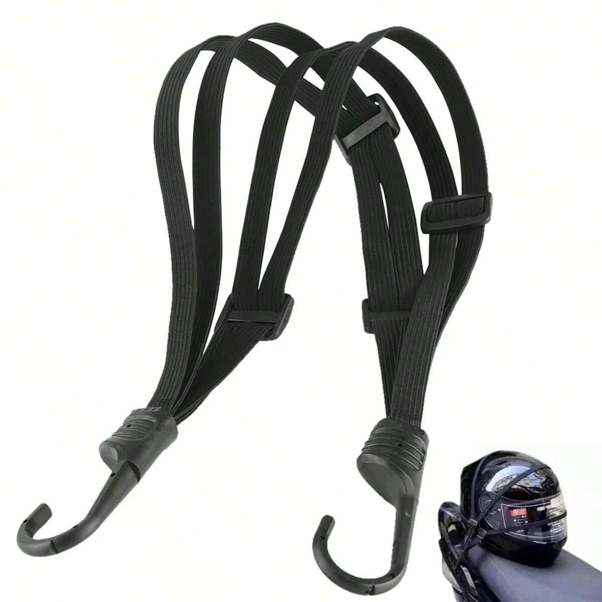 4in1 Elastic Bungee Cords With Hooks For Secure Helmet Bags Motorcycle Cargo Net