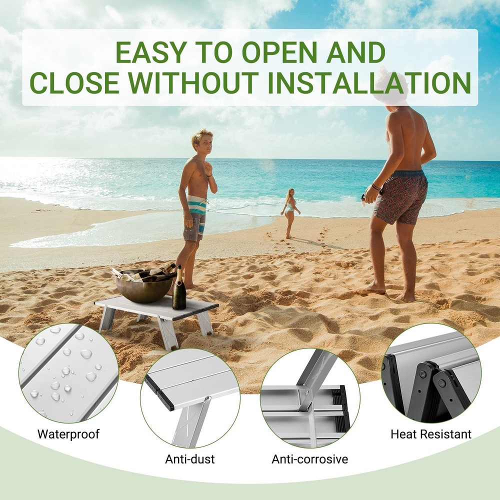 ATEPA Small Camping Table, Ultralight Portable Beach Table Folding Compact Ca...