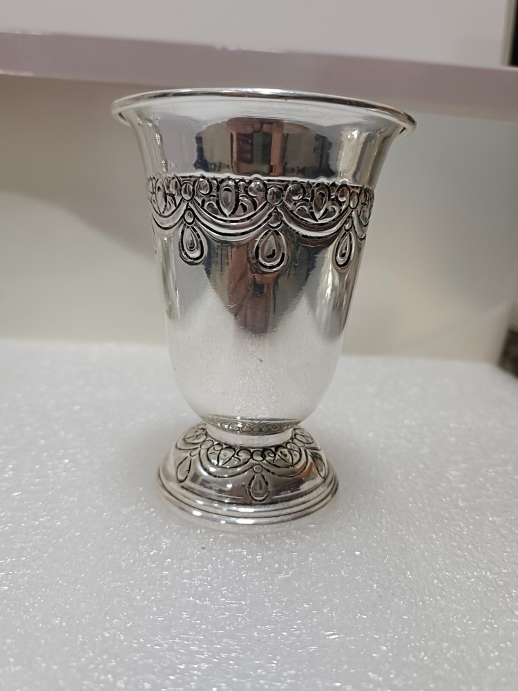 Silver plated goblet | Sam Judaica wine cup | Silver plated Kiddush cup