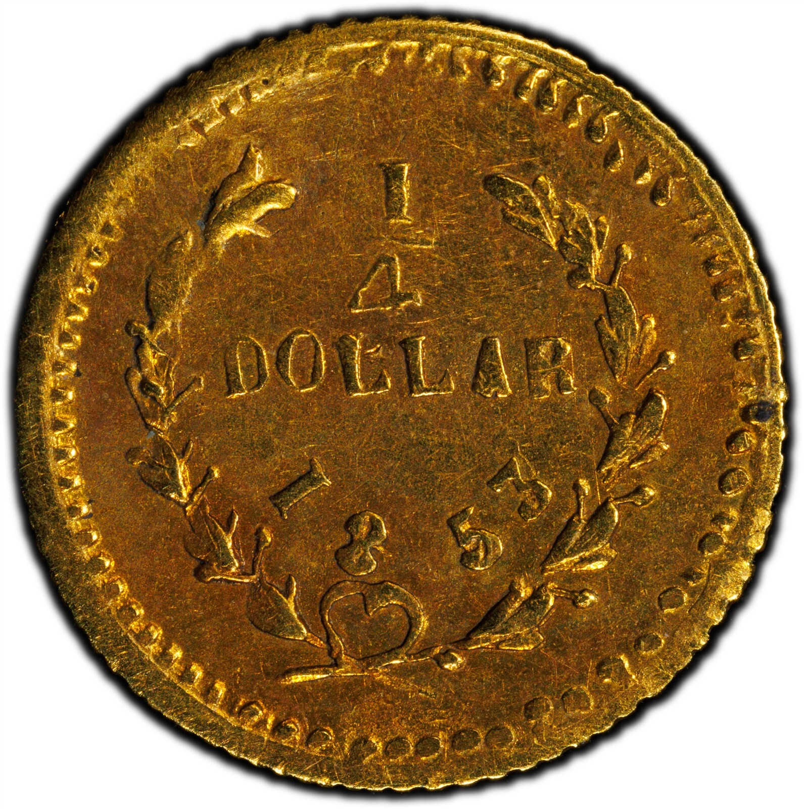 RARE - 1853 G25C California Fractional Gold / BG-215 / PCGS AU / LR7