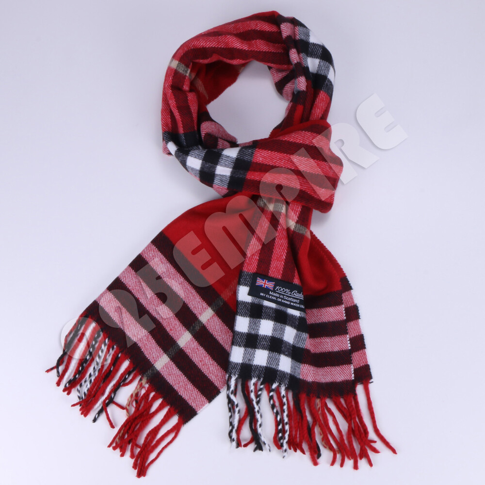 100% CASHMERE Plaid Scarves Warm Solid Plain Winter Check Scarf