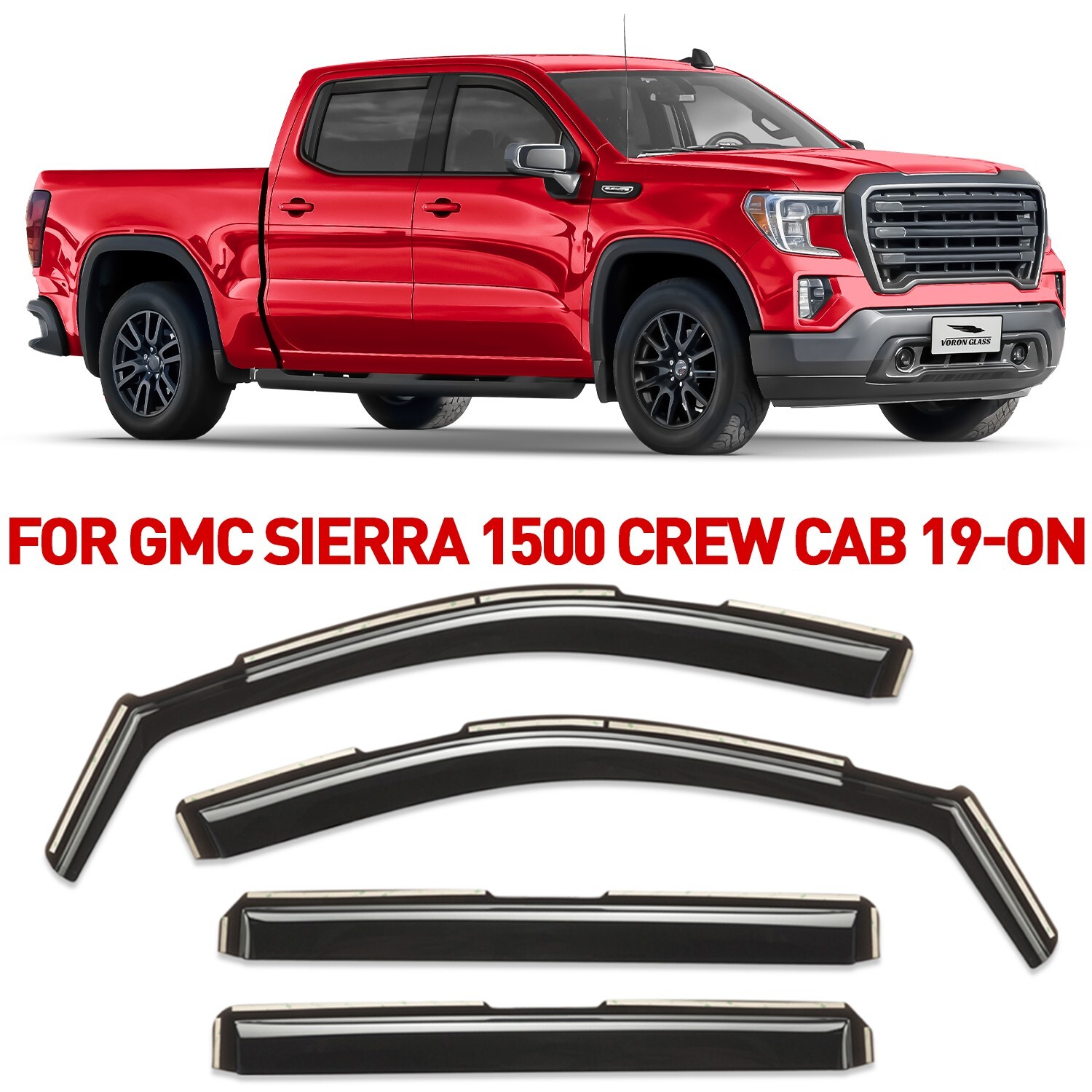 Rain Guards Vent Visors Shade for 2019-2026 GMC Sierra 1500 Crew Cab