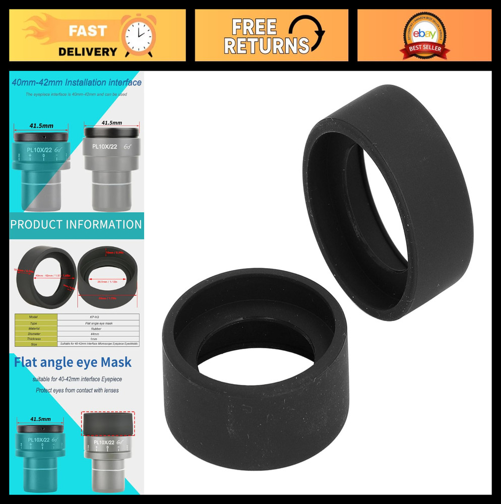2Pcs Flat Angle Rubber Eyepiece Covers for 40-42mm Microscope & Telescope Protec