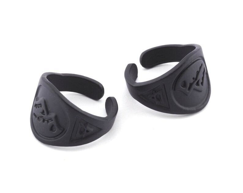 Earth Four Elements Symbols Embossment Ring Adjustable Black Painted Brass 4674