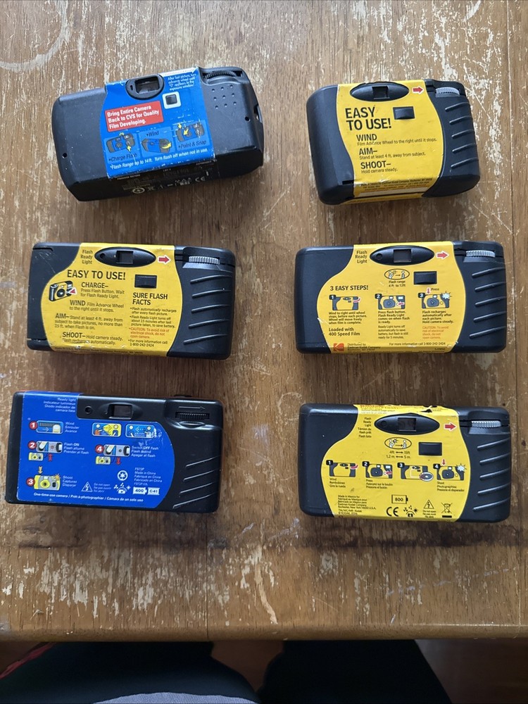 Lot Of 6 Empty Single Use Cameras - USED UP