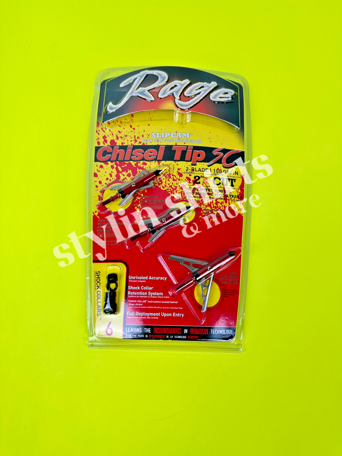 ONE Rage Slipcam CHISEL TIP SC 2"+ cut mechanical 2 blade broadheads 100 grain