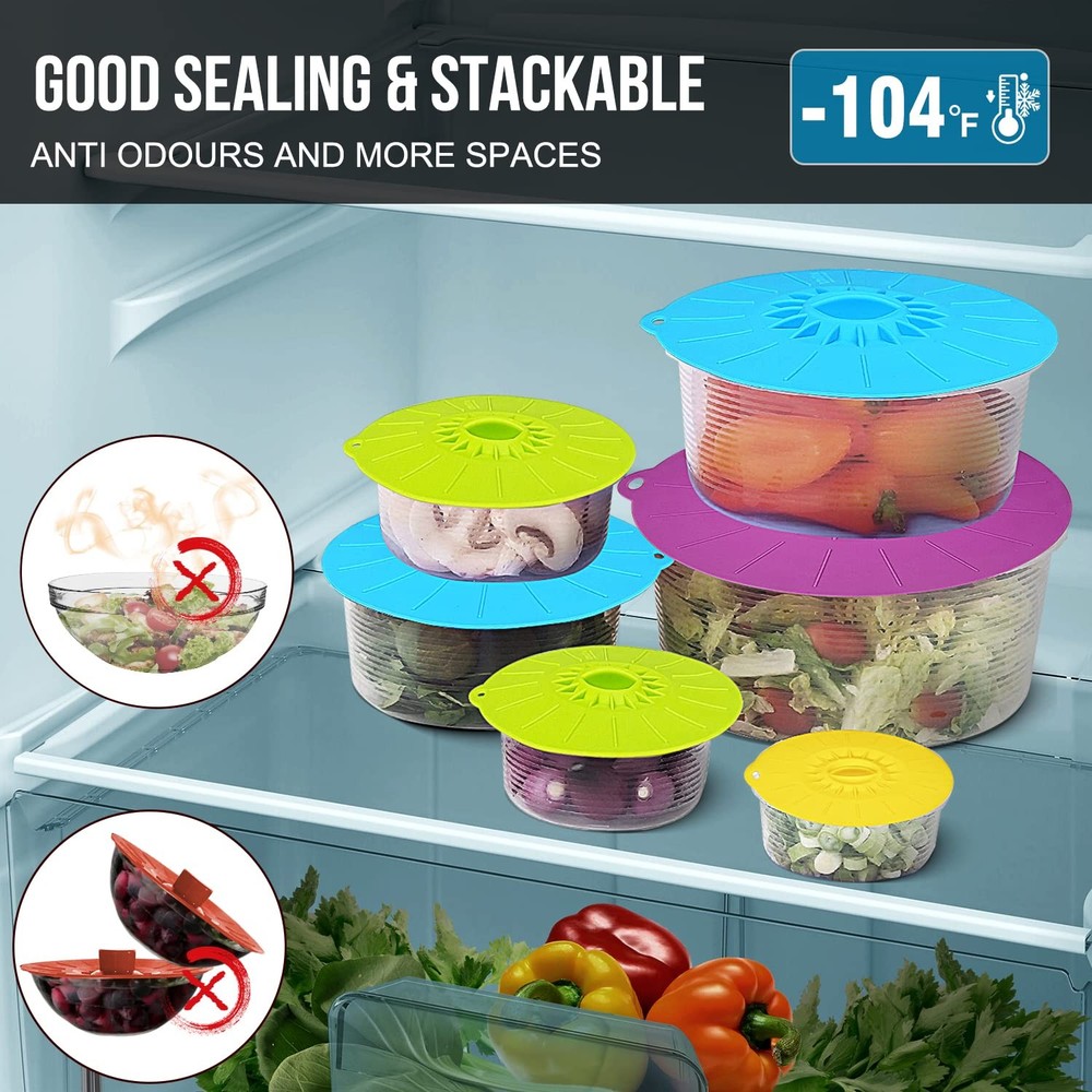 Guvvie Silicone lids - 5 Pack 5pcs Big size Multi purpose, multi colors