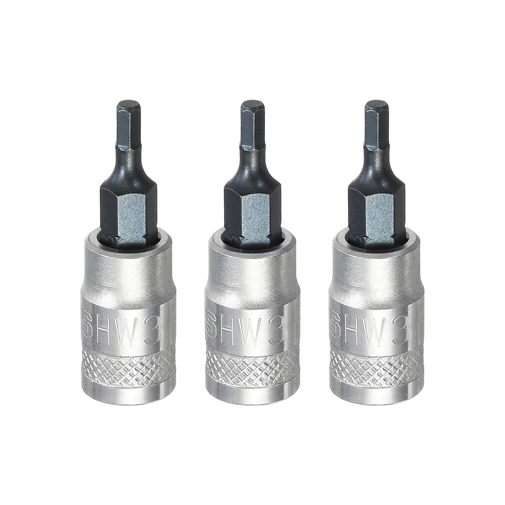 3Pcs Hex Bit Socket H3 1/4" Drive 1.5" Length S2 Steel Bit CR-V Socket