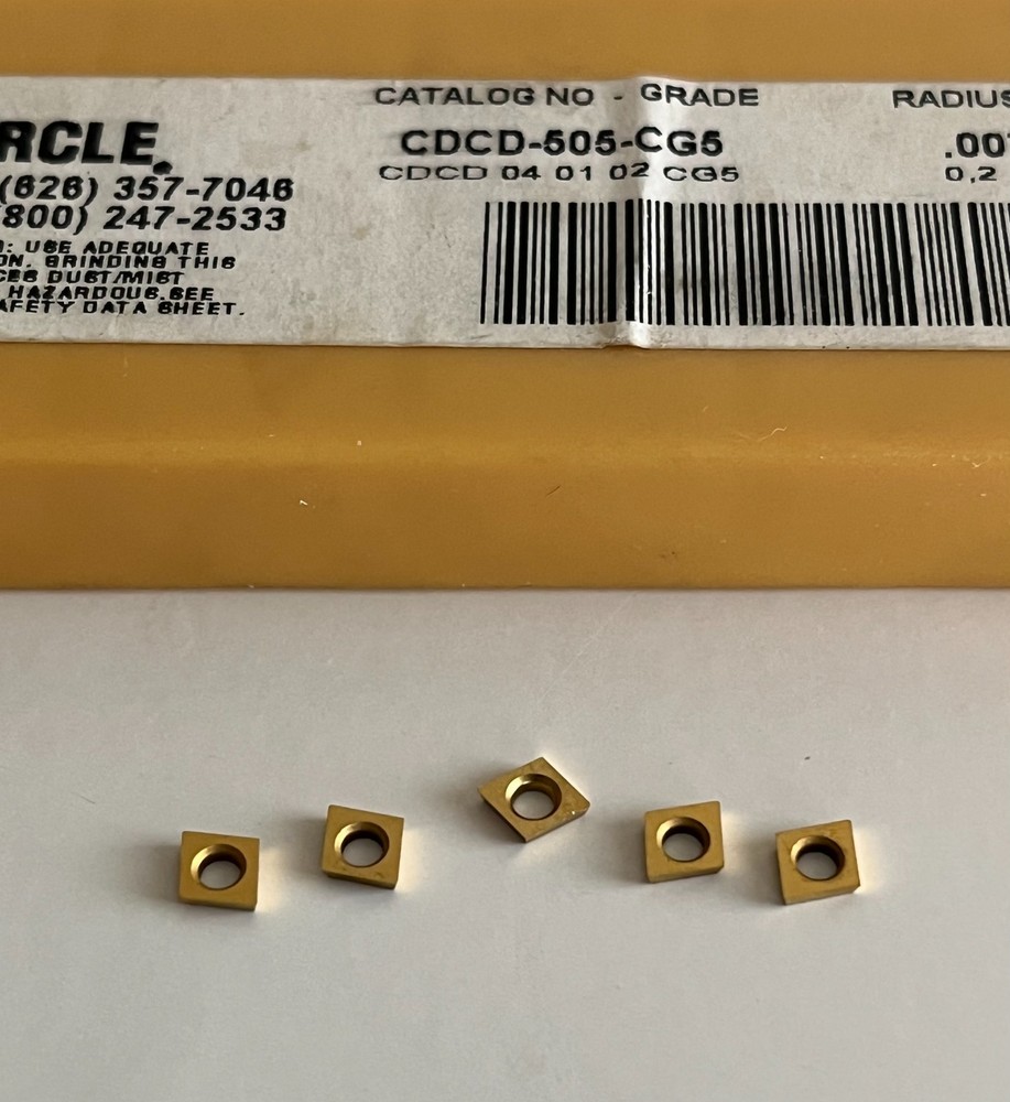 CIRCLE CARBIDE BORING BAR INSERTS CDCD-505-CG5 COATED GRADE SHOWN (5) INSERTS.