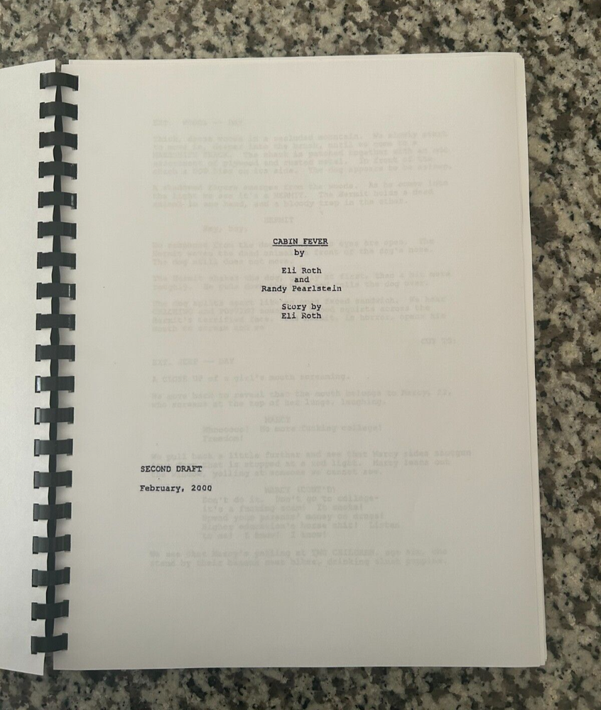Cabin Fever Eli Roth Horror Movie Script Reprint Full Screenplay Script
