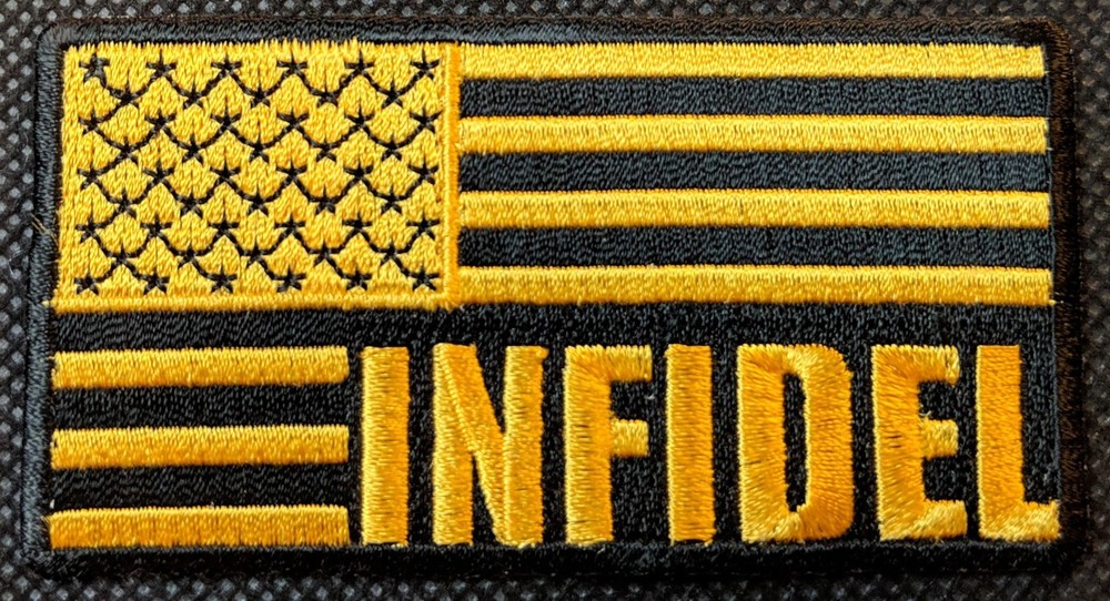 Infidel Gold American Flag Embroidered Biker Patch