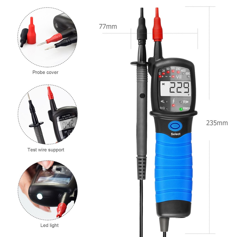 Digital AC DC Voltage Continuity Tester 3-phase Voltage Phase Rotation Voltmeter