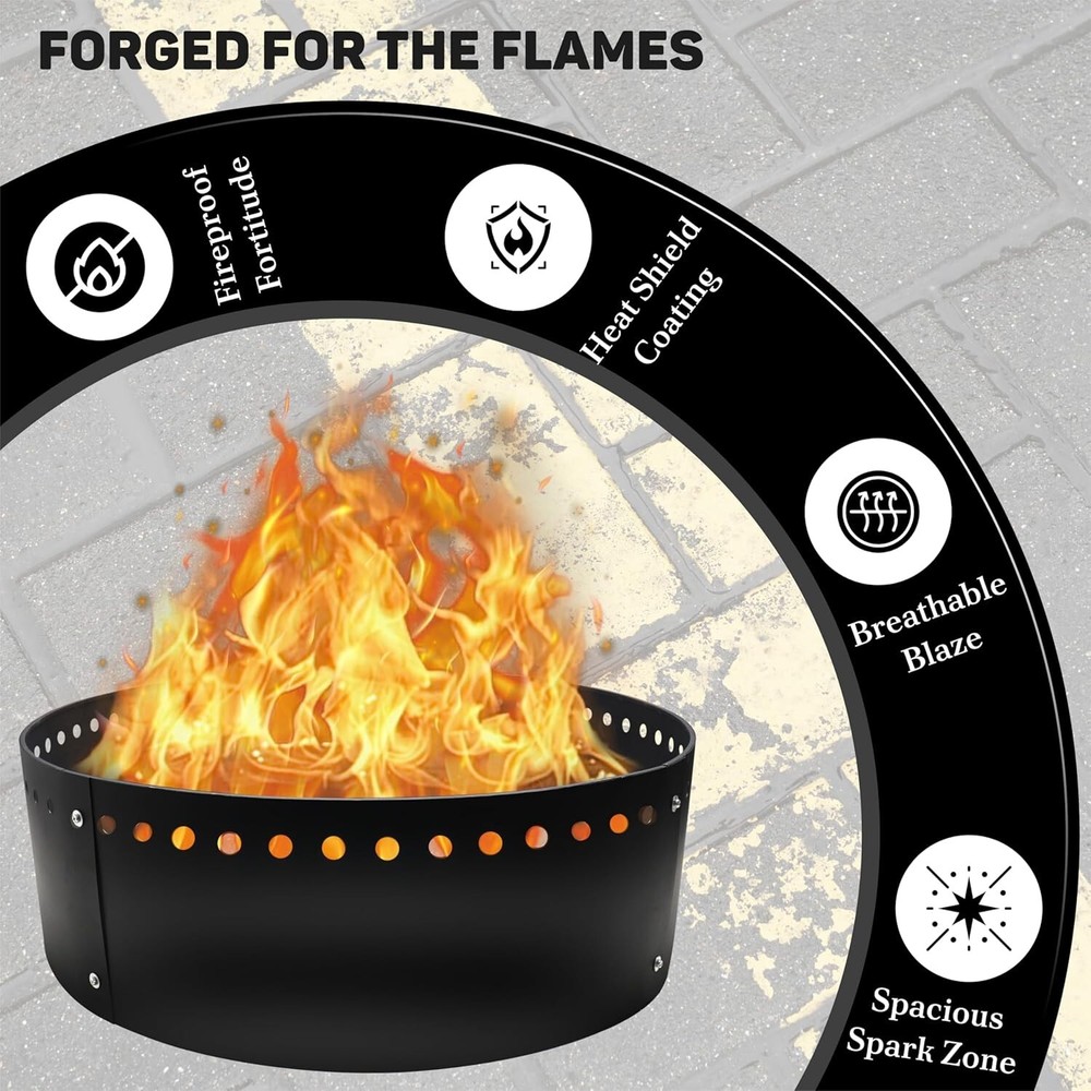 FEBTECH 38" Smokeless Fire Ring for Outdoor Fire Pits