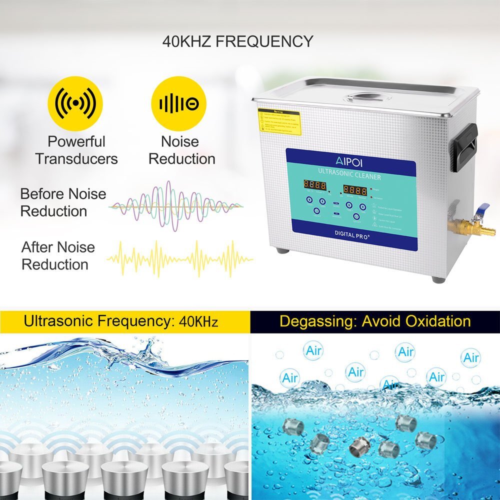 Digital 6.5L Ultrasonic Cleaner Stainless Steel Ultra Sonic Bath Heater Timer US