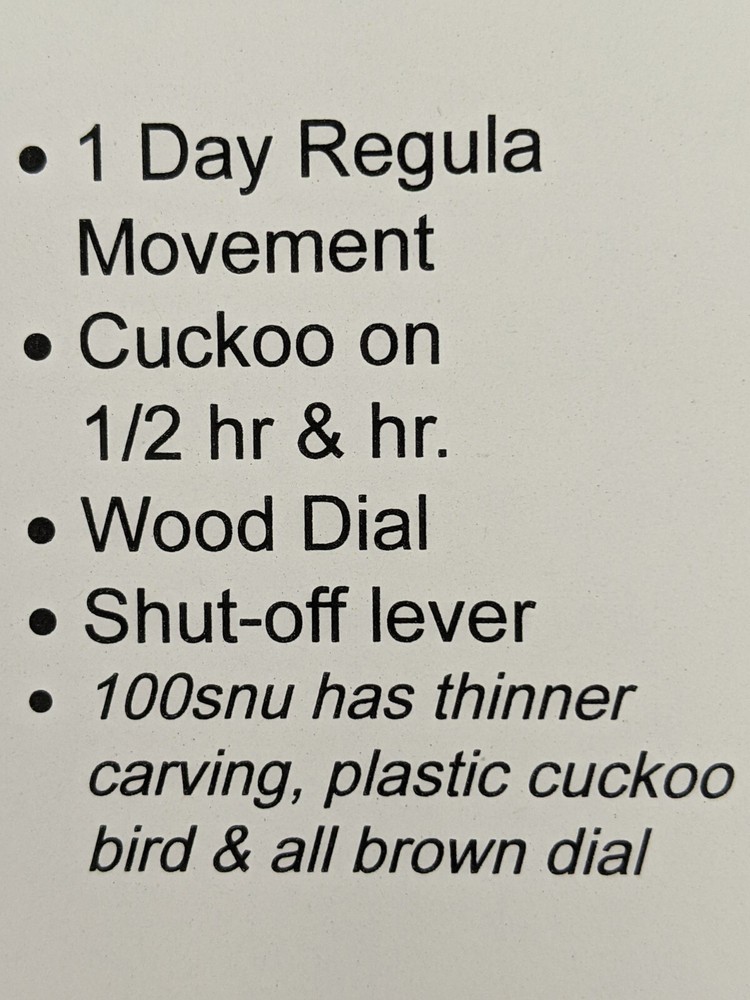 Hones 1 Day Cuckoo Clock 11"