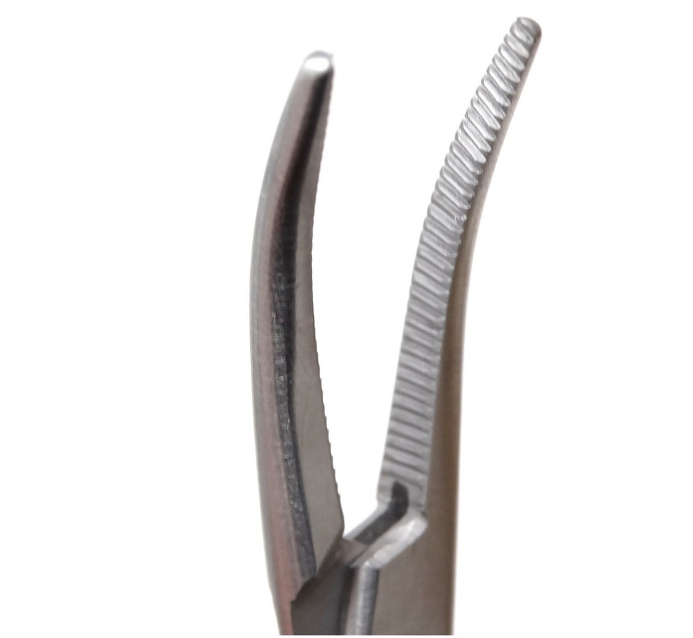 Body Piercing Forceps Locking Hemostats 5.5" Curved Jaws Gold Handle Micro Tool