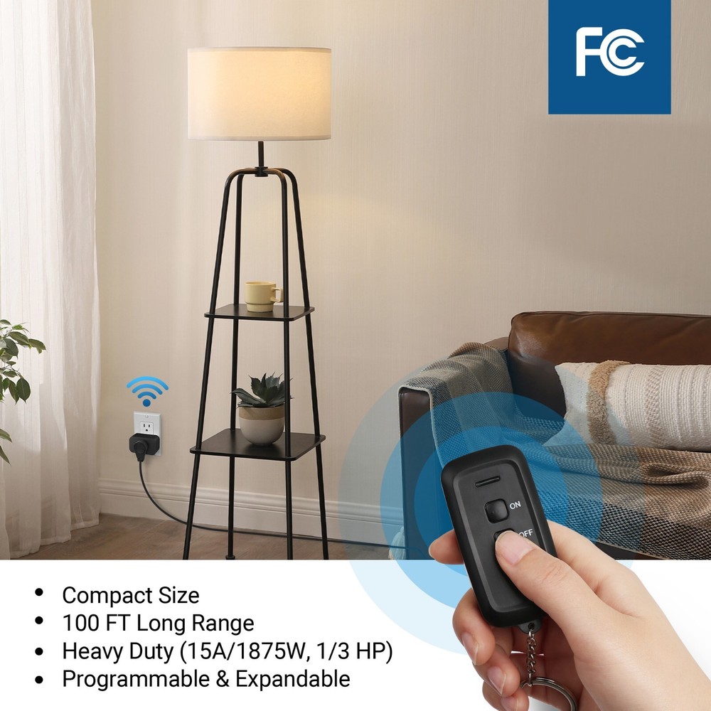 DEWENWILS Remote Control Outlet, Wireless Remote Light Switch 15A/1875W Black