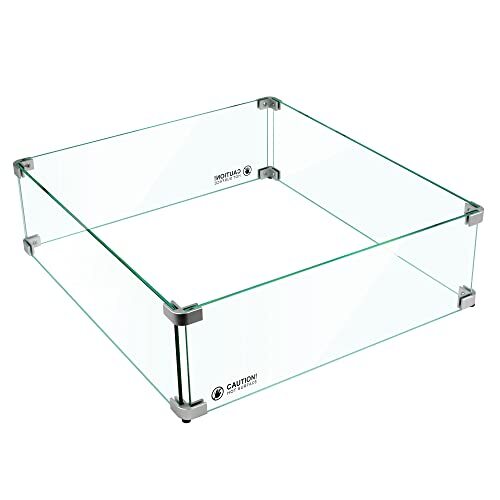 Tempered Glass Wind Guard for Fire Pit Flame, Wind Resistant, Aluminum Brackets