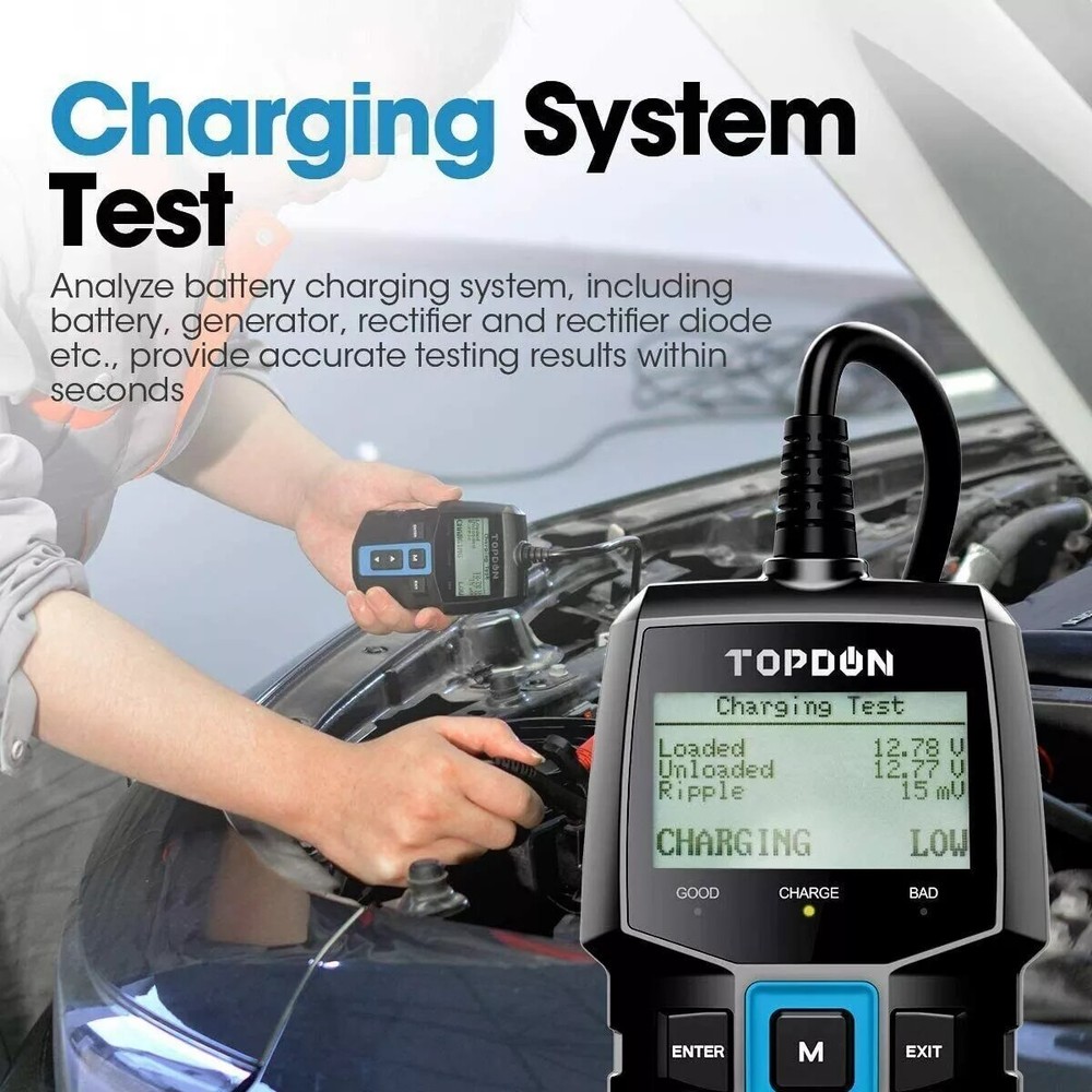 2026 TOPDON BT100 12V Car Battery Tester Load Tester Charging System Analyzer