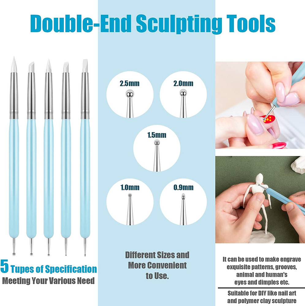 10Pcs Silicone Clay Sculpting Tool, Modeling Dotting Tool & Pottery Craft Use fo