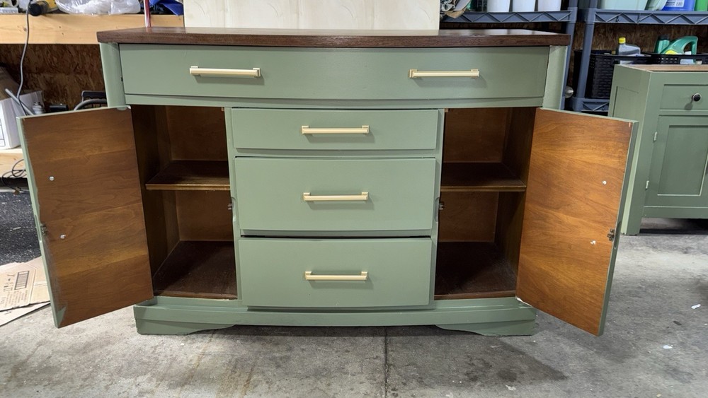 Sage Green Arched Front Buffet Sideboard Drawers, Cabinets – High‑End Hardware –