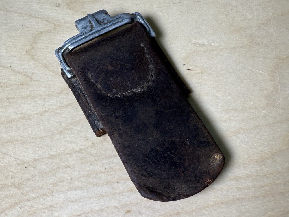 Original WW2 German Leather Strap Section with Aluminum Fitting – Dated 1938
