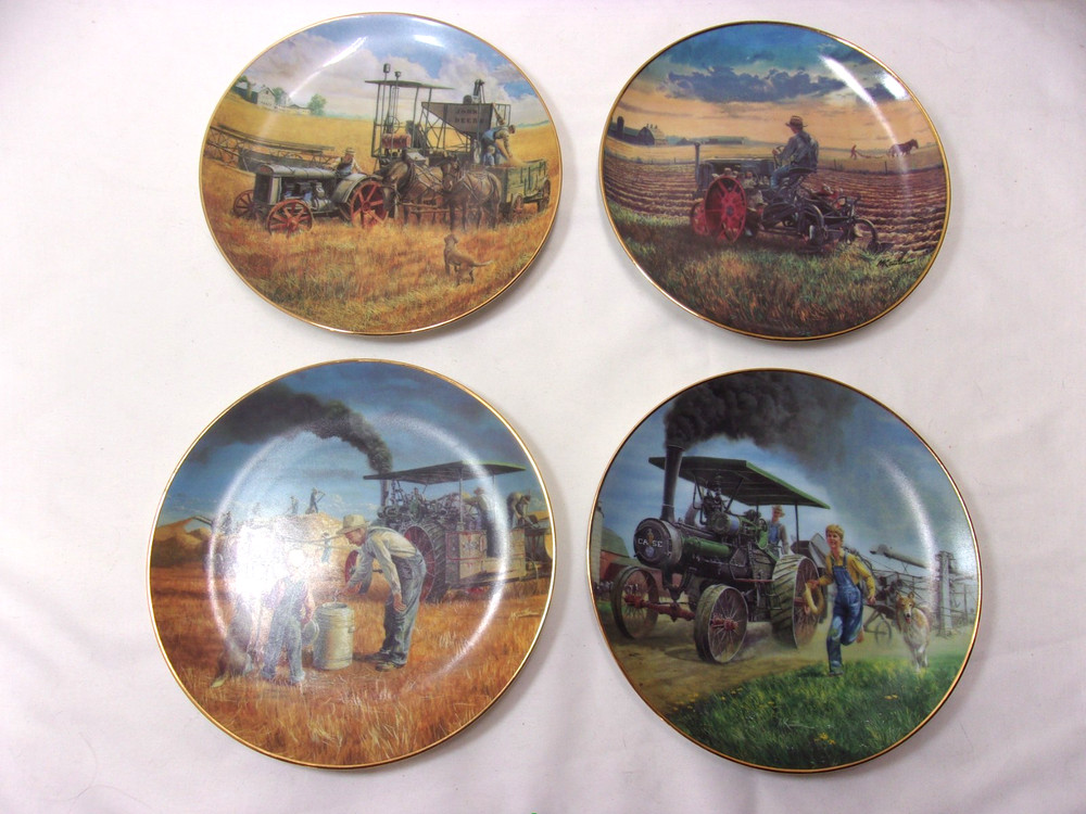 4 Danbury Mint Mixed John Deere Farmall Case Tractor Farming Implement Plates