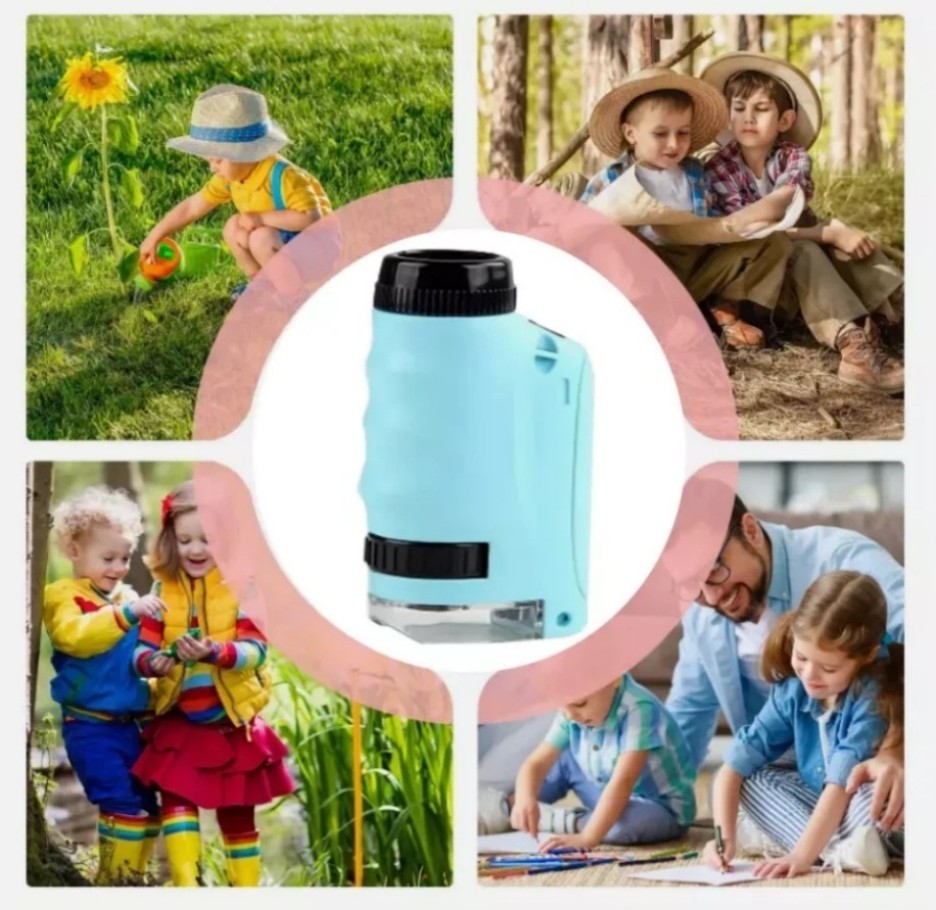 Mini Microscope for Kids gift Portable Microscope LED Lighting Small Handheld/-/