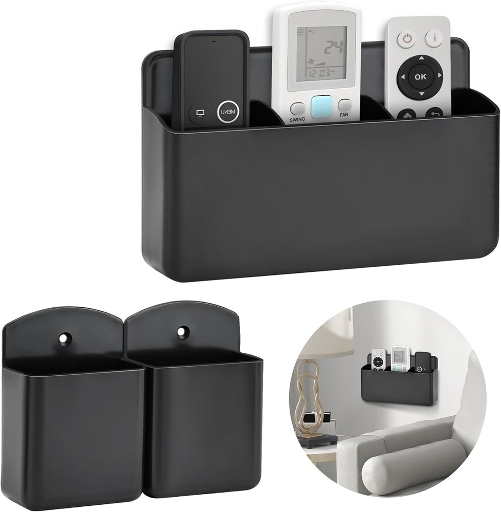 3 Pack Remote Control Holder Wall Mount, 2Pcs Small Remote Holder and 3 Slot ...