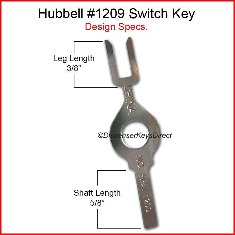 Hubbell #1209 Tamper Proof Electrical Switch Key - (24/pcs - Bulk Pack)