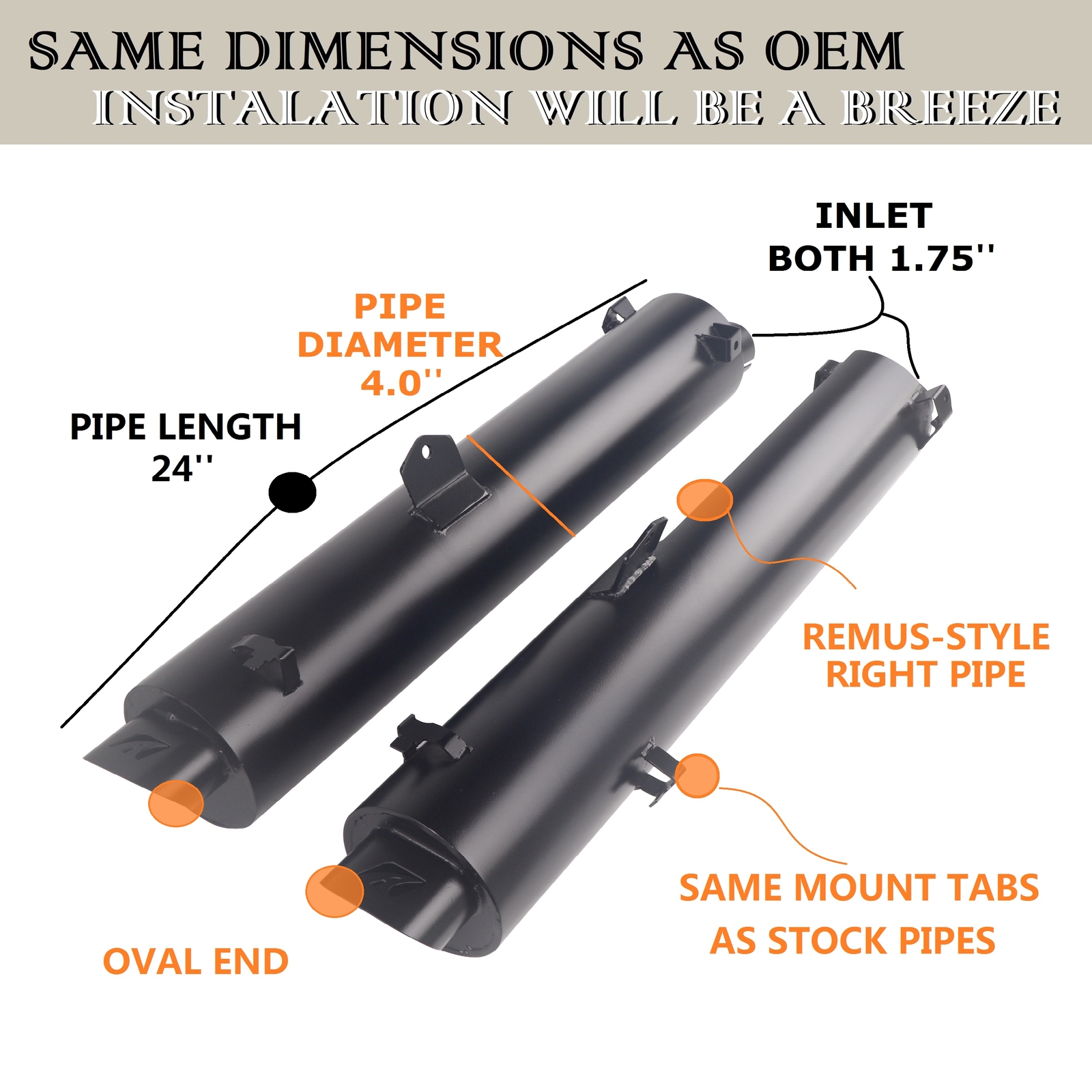 4.0'' Slip On Mufflers for H.o.n.d.a 2018-Up Goldwing GL1800 Exhaust, Upgrading