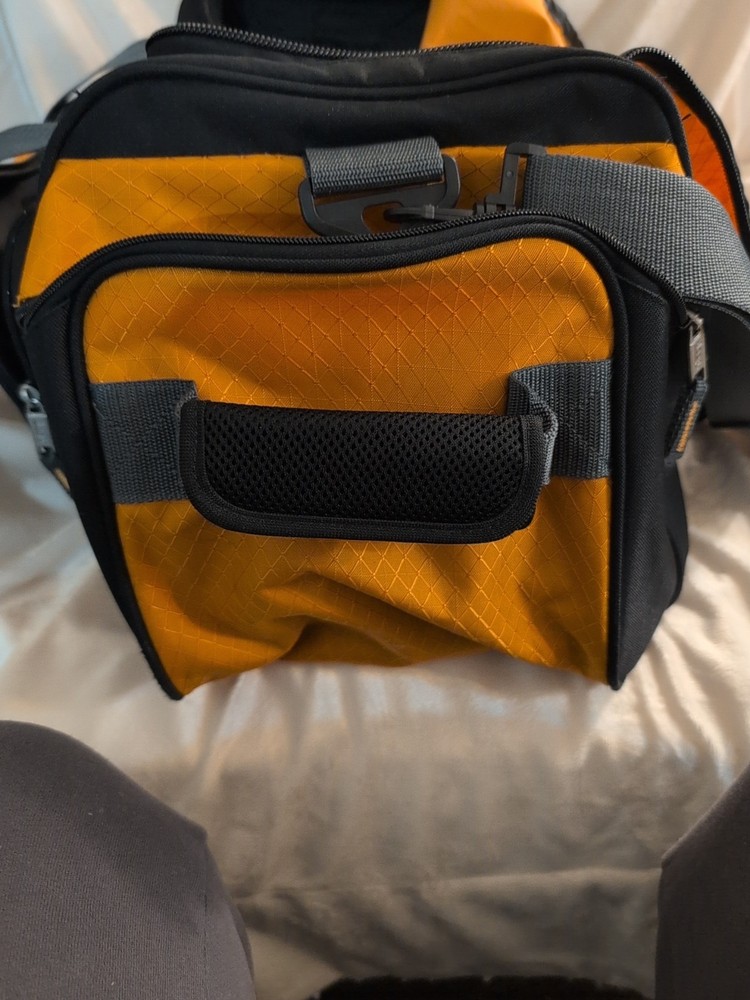 Jeep Orange And Black Duffle Bag.