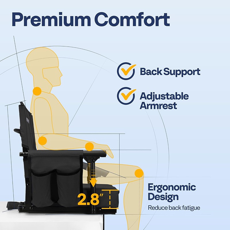 Stadium Seat Portable Folding Padded Stadium Seats for Bleacher Chair Cup Holder