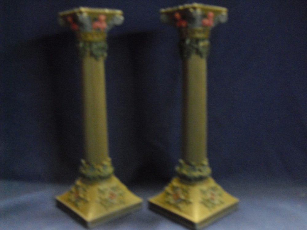 Two Handcrafter Plaster Candlesticks