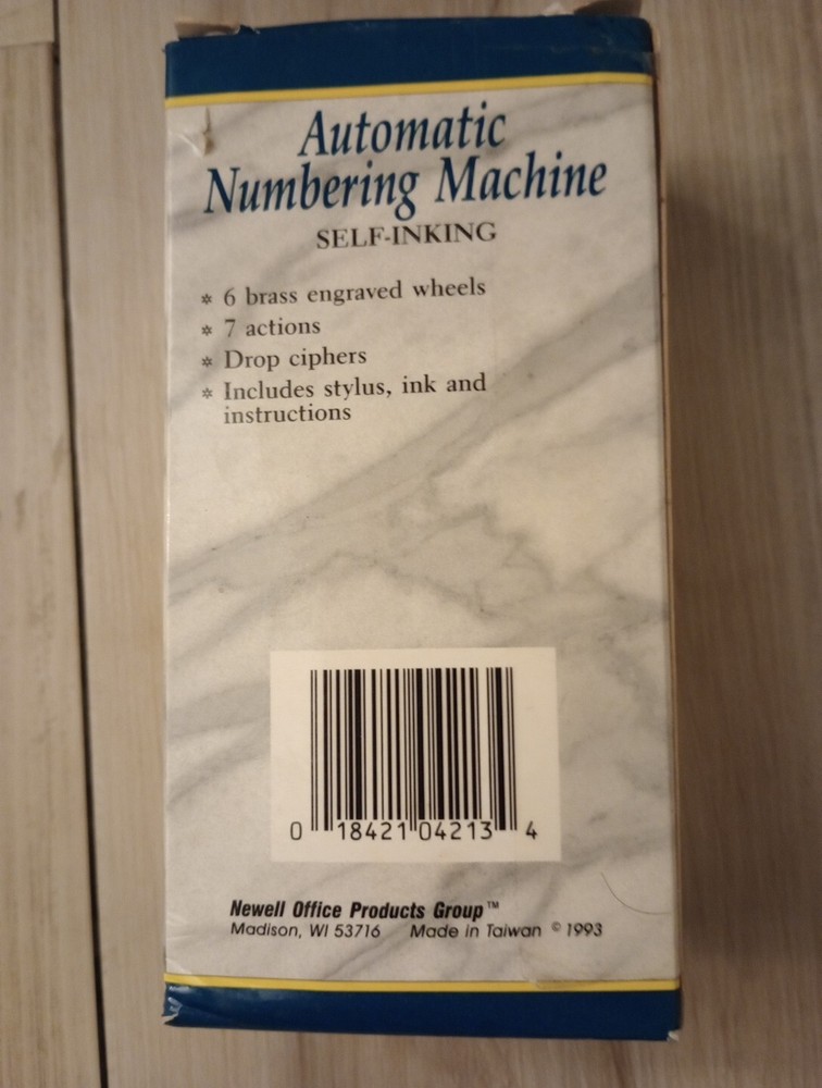Self Inking Automatic NUMBERING STAMP MACHINE WITH INK AND STYLUS
