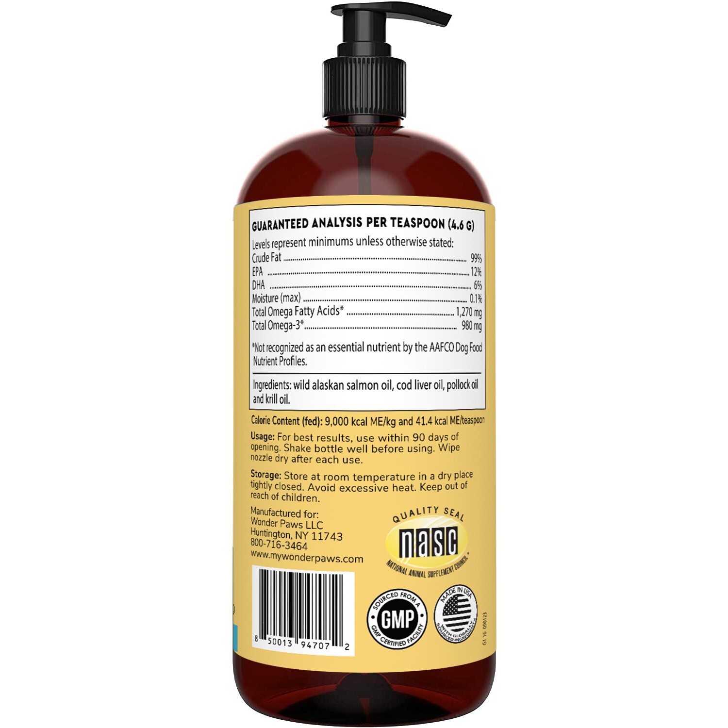 Wonder Paws Fish Oil For Dogs - Omega 3 For Dogs From Alaskan Salmon, Cod & Kril