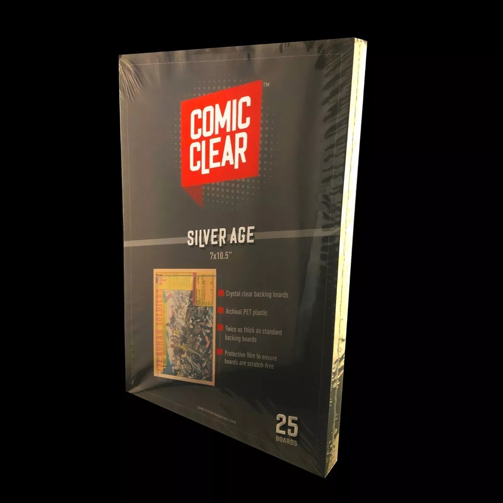 25 Clear Comic Book Backing Boards (Silver) Archival Plastic Clear Comic Boards